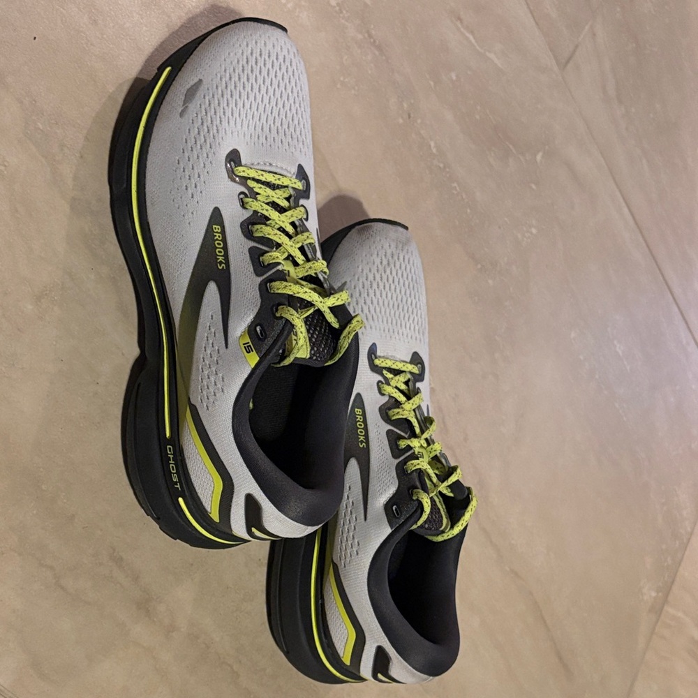 Brooks white Running Shoes with Neon green Accents